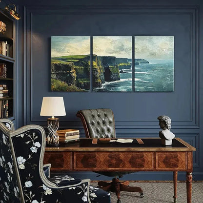 3pcs Artistic Ocean Cliffs Landscape Coastal Metal Print Ready to Hang Art - Bella Home Decor