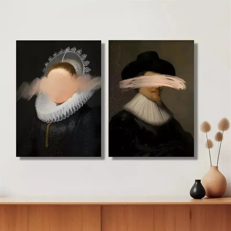 2pcs Dark Academy, Baroque Paintings, Altered Art, Renaissance Canvas Framed 50x75cm - High Quality Print 100% Australian Made Wall Canvas Ready to Hang - Bella Home Decor