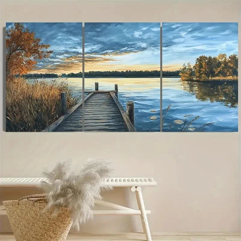 3pcs EL Dorado Lake Kansas Lake House Nature Metal Print Ready to Hang Art - Bella Home Decor