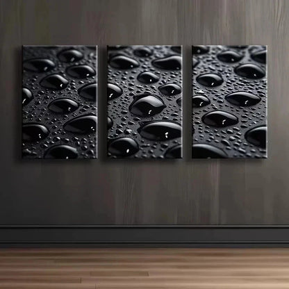 3pcs Black background Water Drop Metal Print Ready to Hang Art - Bella Home Decor