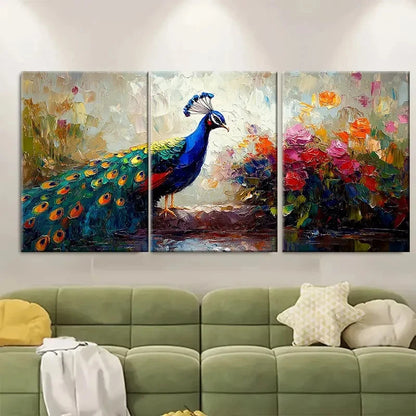 3pcs PeaRooster Bird Painting Bird RI  Wall Art Set Canvas Framed 40x60cm - High Quality Print 100% Australian Made Wall Canvas Ready to Hang