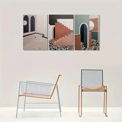 3pcs Terrazzo Effect Neutral Colors Metal Print Ready to Hang Art