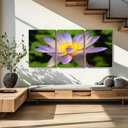 3pcs Purple Lotus Flower Art Modern Wall Art Set Canvas Framed 50x70cm - High Quality Print 100% Australian Made Wall Canvas Ready to Hang