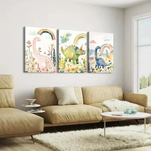 3pcs Vibrant Rainbow, Botanical Flowers, Jungle Wall Art Set Canvas Unframed - High Quality Print 100% Australian Made Wall Canvas