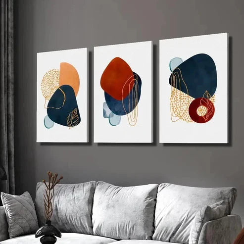 3pcs Bohemian And Minimalist Geometric Designs Wall Art Set Canvas Unframed - High Quality Print 100% Australian Made Wall Canvas