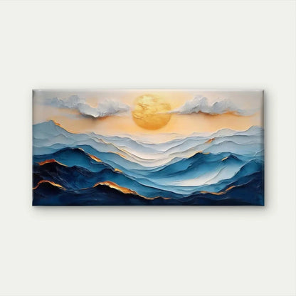 Abstract Ocean Sunrise Wall Art Canvas Office Home Room Framed 120x60cm