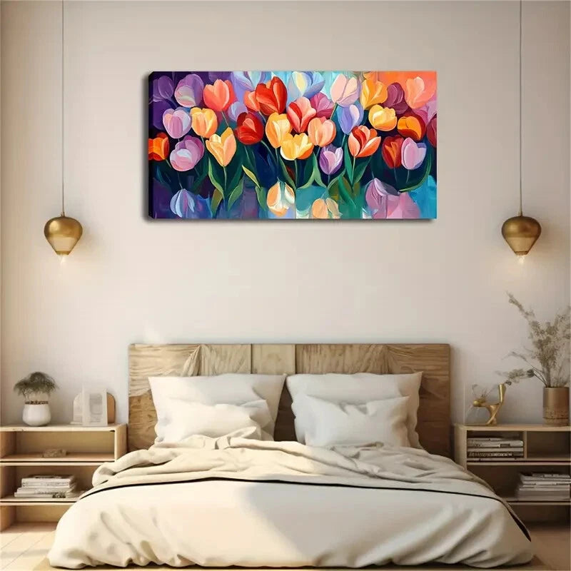 Vibrant Multicolor Flower Wall Art Canvas Office Home Room Framed 120x60cm - Bella Home Decor