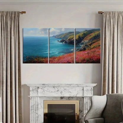 3pcs Coastal Landscape Vibrant Colors Ocean Waves Metal Print Ready to Hang Art - Bella Home Decor