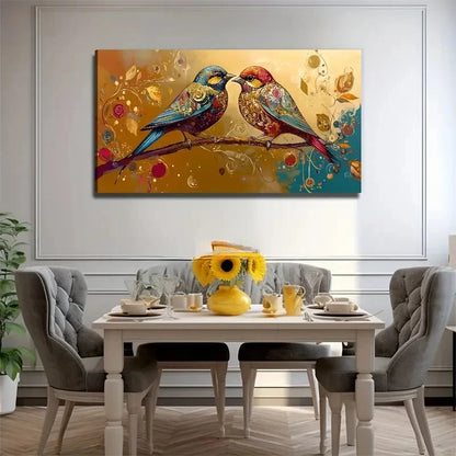 Flat Two Birds Suitable Wall Art Canvas Office Home Room Framed 120x60cm
