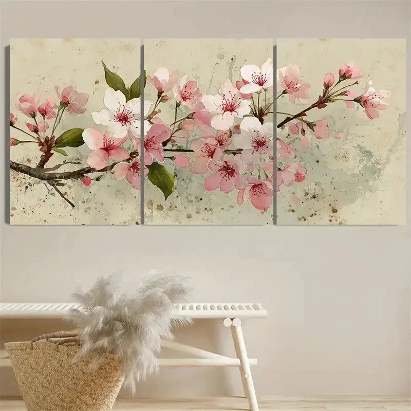 3pcs Spring Botanical, Abstract Geometric Wall Art Set Canvas Framed 40x60cm - High Quality Print 100% Australian Made Wall Canvas Ready to Hang