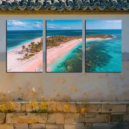 3pcs Vibrant Pink Beach Scenery Wall Art Set Canvas Framed 40x60cm - High Quality Print 100% Australian Made Wall Canvas Ready to Hang - Bella Home Decor