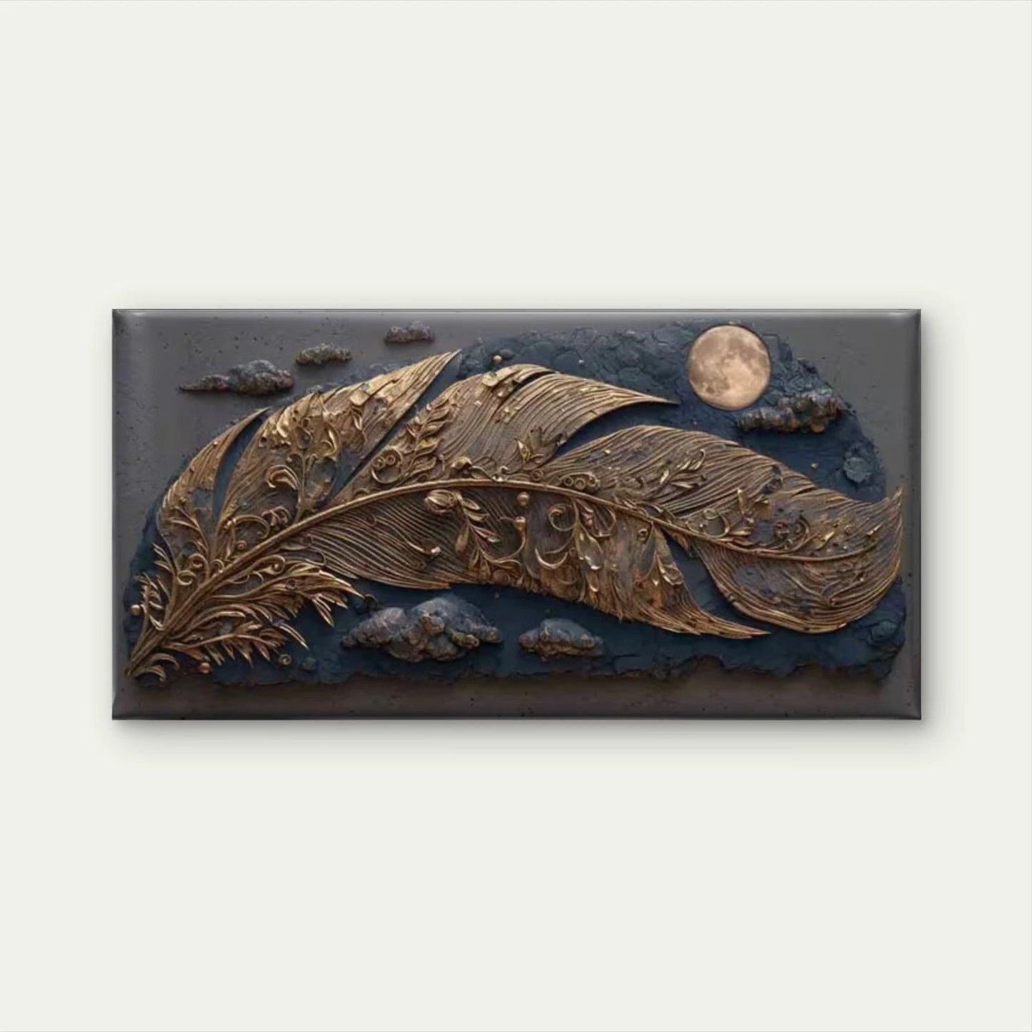 Gilded Flight Under the Moon Wall Art Canvas Office Home Room Framed 120x60cm - Bella Home Decor