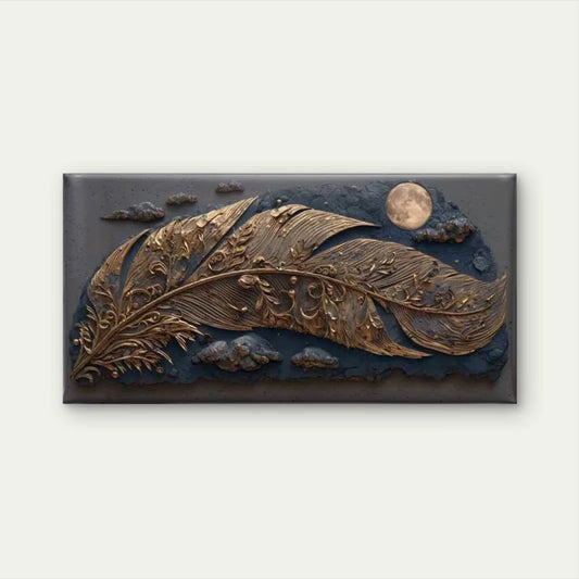 Gilded Flight Under the Moon Wall Art Canvas Office Home Room Framed 120x60cm