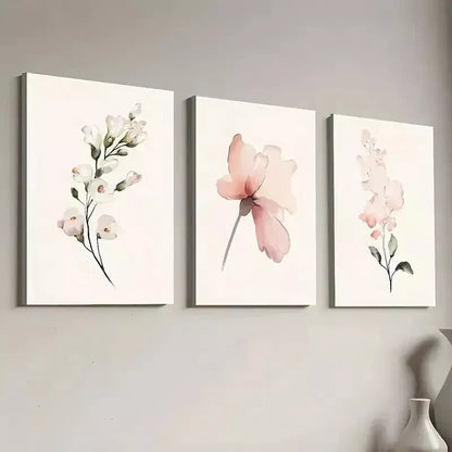 3pcs Modern Floral Pink Peonies White Flowers Wall Art Set Canvas Framed 40x60cm - High Quality Print 100% Australian Made Wall Canvas Ready to Hang - Bella Home Decor
