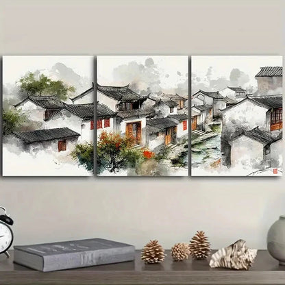 3pcs Jiangnan water town Wall Art Set Canvas Framed 40x60cm - High Quality Print 100% Australian Made Wall Canvas Ready to Hang