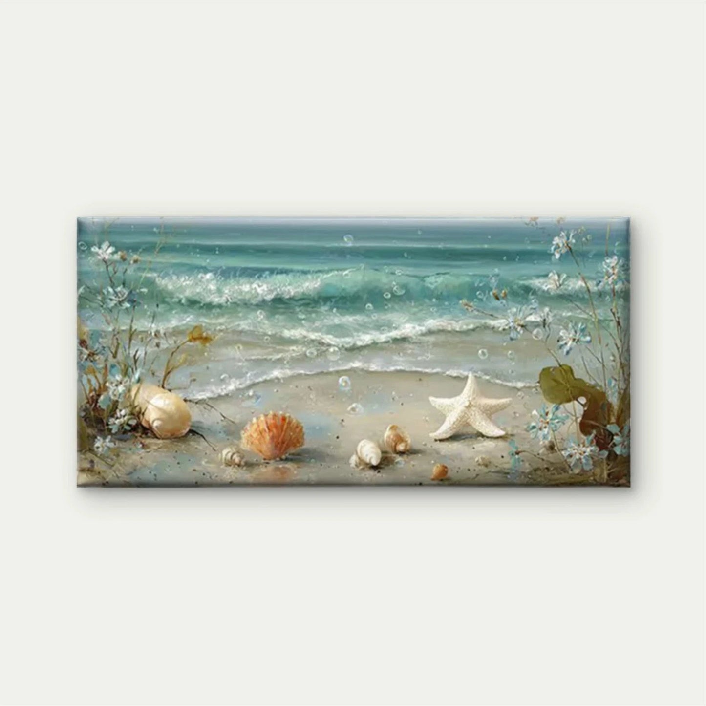 Ocean Waves, Starfish Wall Art Canvas Office Home Room Framed 120x60cm
