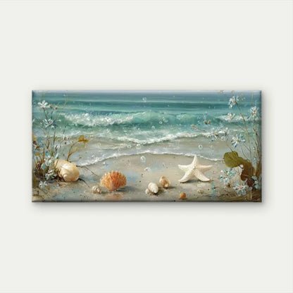 Ocean Waves, Starfish Wall Art Canvas Office Home Room Framed 120x60cm