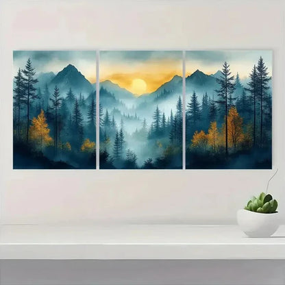 3pcs Forest Mountain Landscape with Sunset FM Wall Art Canvas Unframed – High Quality Print 100% Australian Made Wall Canvas - Bella Home Decor