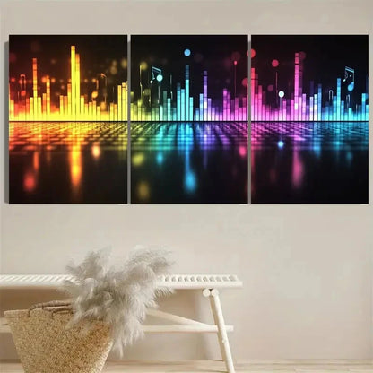 3pcs Vibrant Music Equalizer Wall Art Set Canvas Framed 60x90cm - High Quality Print 100% Australian Made Wall Canvas Ready to Hang
