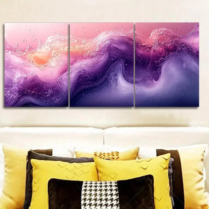 3pcs Purple and light blue Wall Art Set Canvas Framed 50x70cm - High Quality Print 100% Australian Made Wall Canvas Ready to Hang