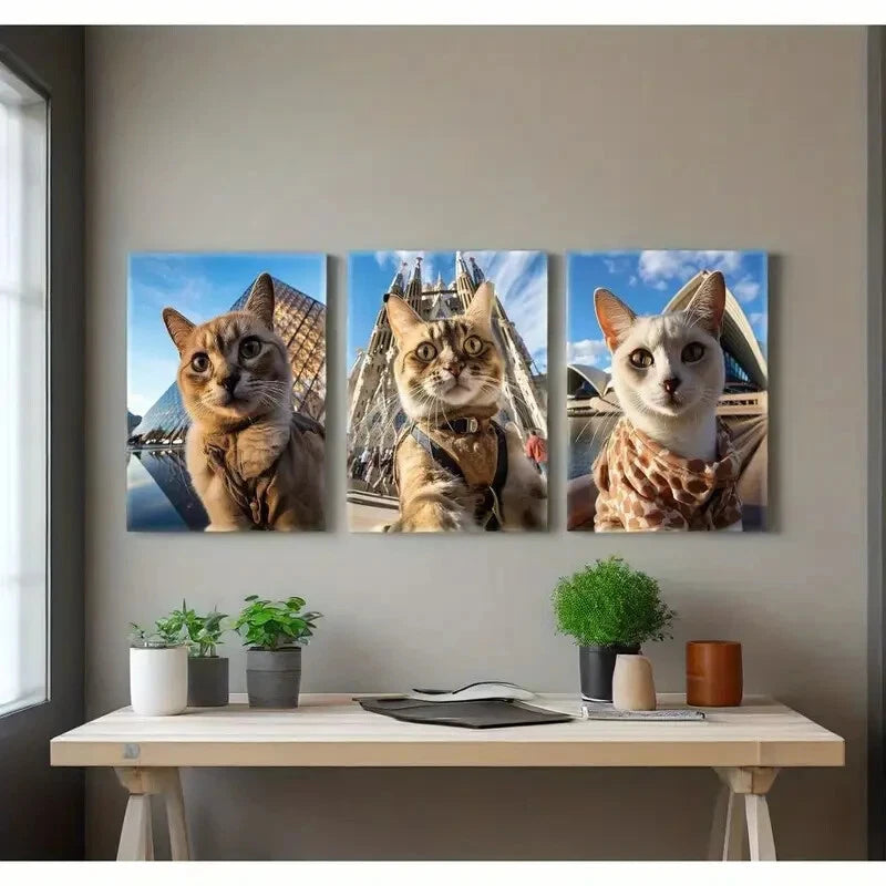 3pcs Louvre - The Sagrada Familia Pictures Metal Print Ready to Hang Art