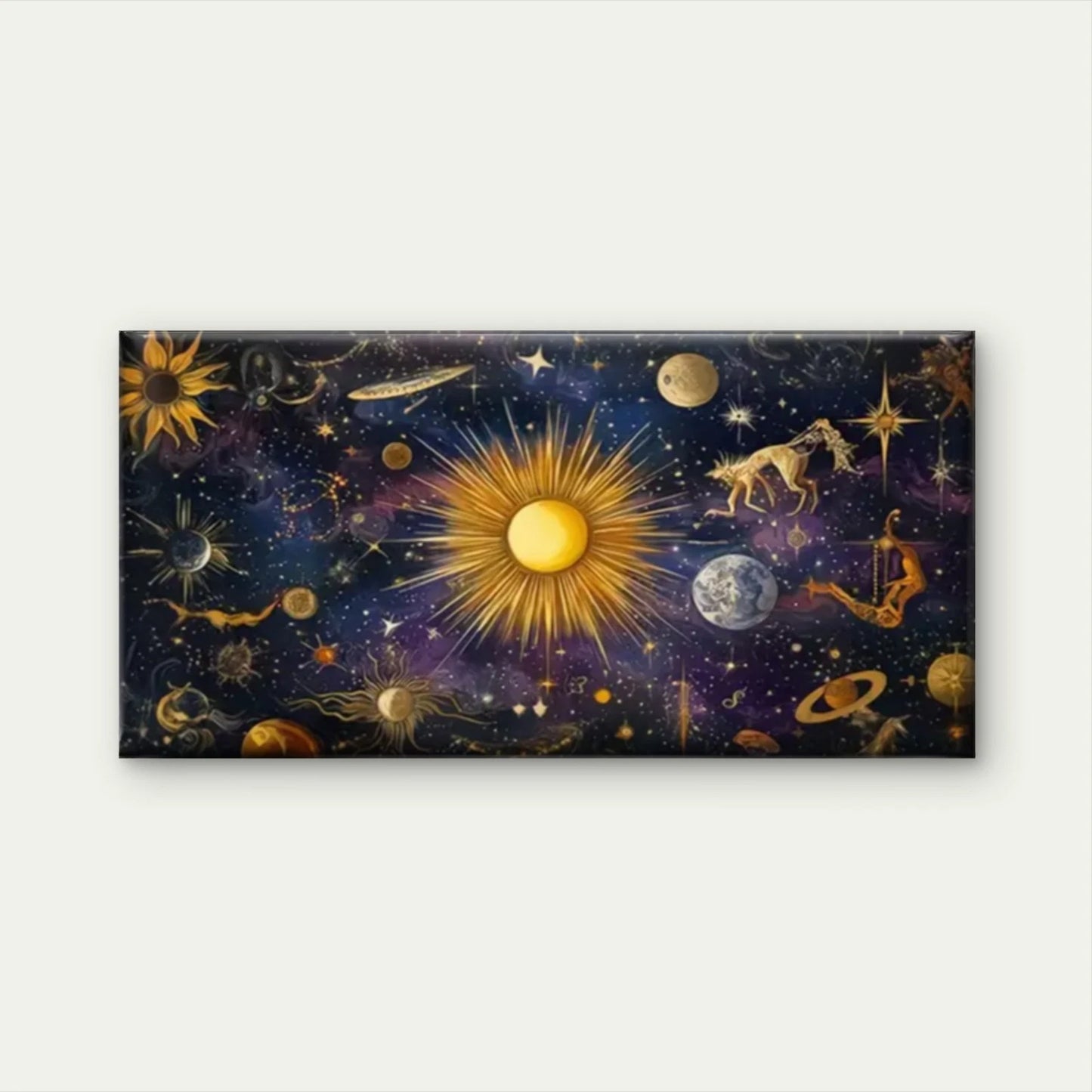 Sunlight Planets Stars Wall Art Canvas Office Home Room Framed 120x60cm