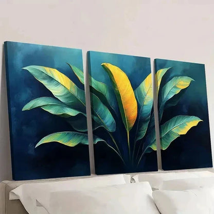 3pcs Vibrant Green Leaf Nature Themed Decor Wall Art Canvas Unframed - High Quality Print 100% Australian Made Wall Canvas
