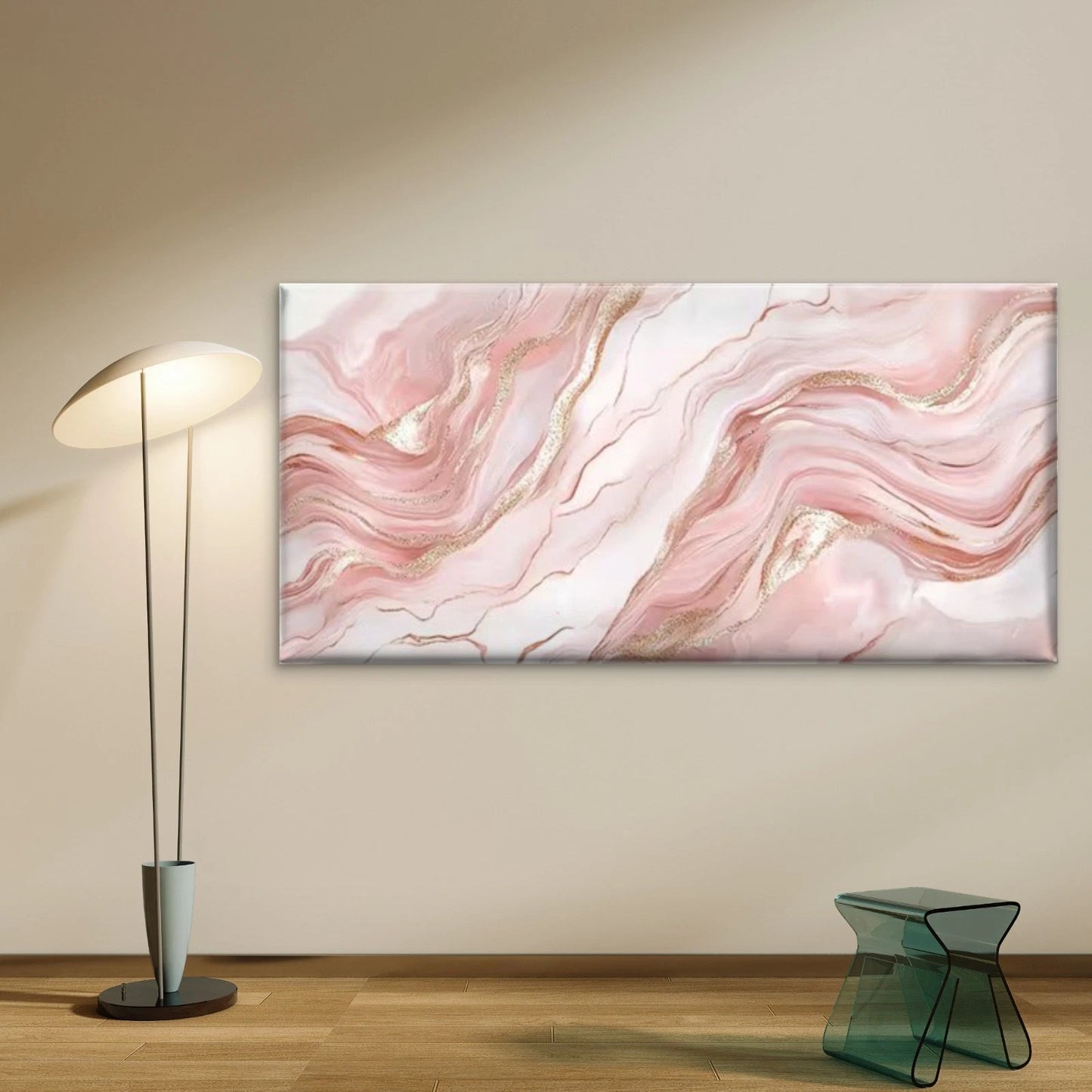 Agate Marble Design in Elegant Pink & Gray Wall Art Canvas Office Home Room Framed 120x60cm - Bella Home Decor