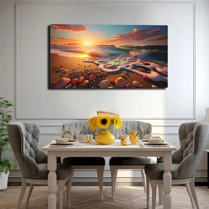 Beach Shells Nature Wall Art Canvas Office Home Room Framed 120x60cm