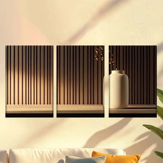 3pcs Elegant Vase with Flowers, Abstract Wall Art Set Canvas Framed 60x90cm - High Quality Print 100% Australian Made Wall Canvas Ready to Hang