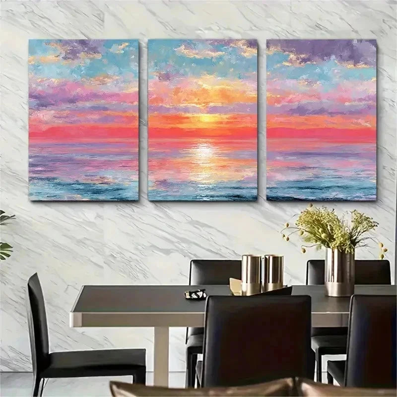 3pcs Claude Monet Impression Sunrise Perfect Wall Art Set Canvas Framed 50x70cm - High Quality Print 100% Australian Made Wall Canvas Ready to Hang - Bella Home Decor