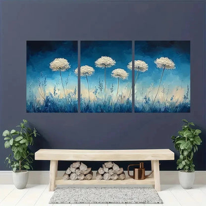3pcs Queen Anne'S Lace Watercolor Floral Art Metal Print Ready to Hang Art - Bella Home Decor