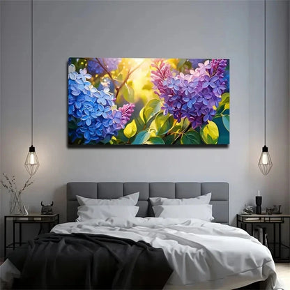 Blooming Hydrangea Long Wall Art Canvas Office Home Room Framed 120x60cm
