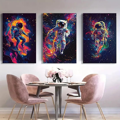 3pcs Brant Astronauts in Cosmic Scenes  Wall Art Canvas Framed 40x60cm - High Quality Print 100% Australian Made Wall Canvas Ready to Hang - Bella Home Decor