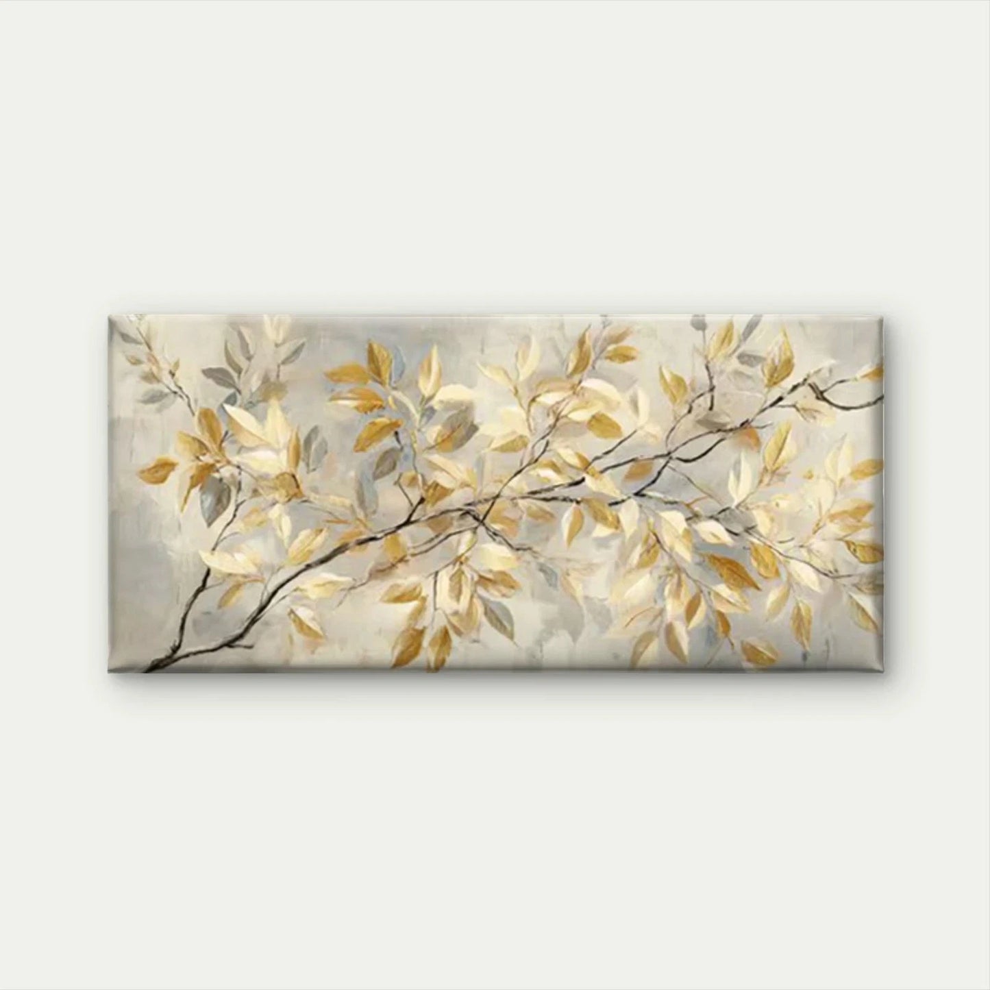 Golden Leaf Botanical Wall Art Canvas Office Home Room Framed 120x60cm