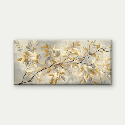 Golden Leaf Botanical Wall Art Canvas Office Home Room Framed 120x60cm