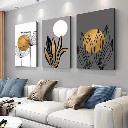 3pcs Bohemian & Modern Geometric Canvas Framed 40x60cm - High Quality Print 100% Australian Made Wall Canvas Ready to Hang - Bella Home Decor