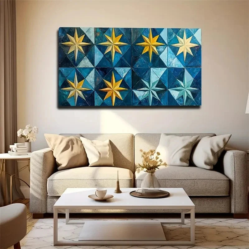 Deep Blue Light Blue Gradient Wall Art Canvas Office Home Room Framed 120x60cm