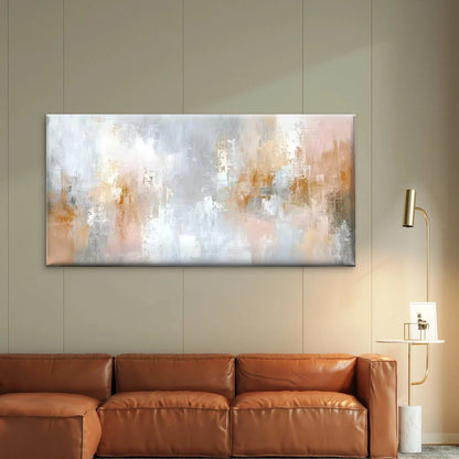 Abstract Orange & White Canvas Office Home Room Framed 120x60cm