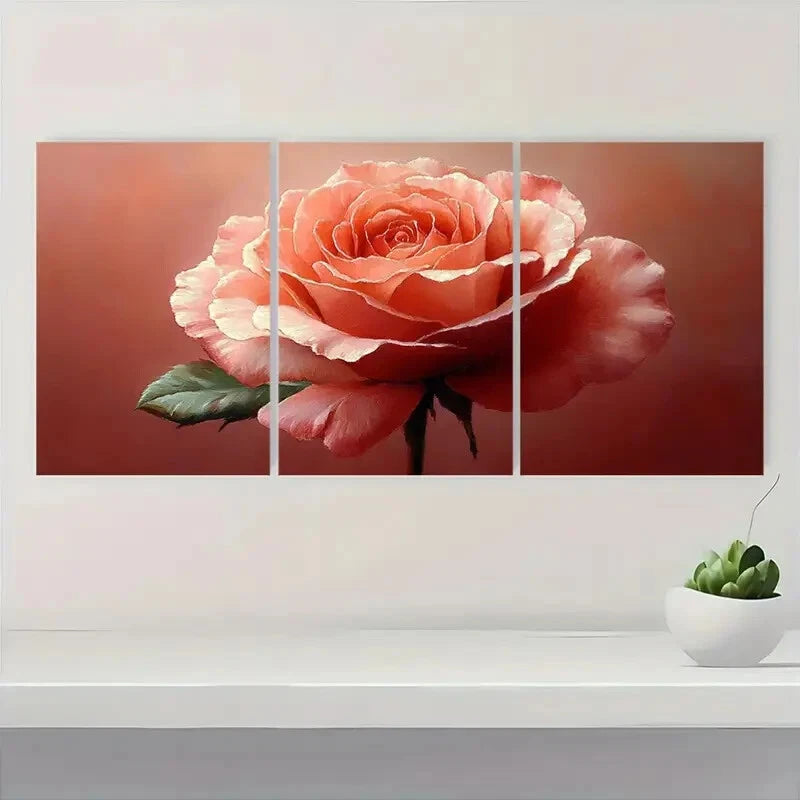3pcs Featuring a Rose Design Decor Metal Print Ready to Hang Art - Bella Home Decor