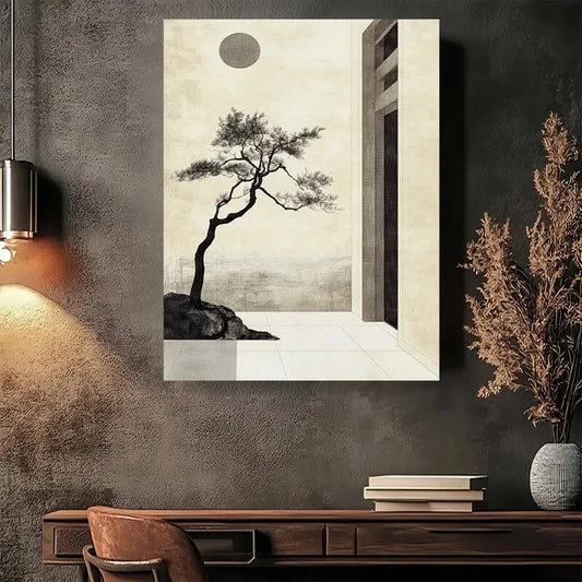 Beautiful Modern Minimalist Tree Vintage Painting 40x60cm Metal Print Ready to Hang