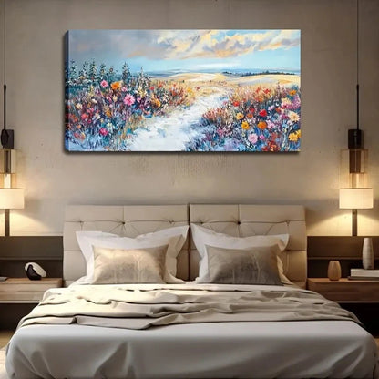 Floral Landscape Classic Wall Art Canvas Office Home Room Framed 120x60cm