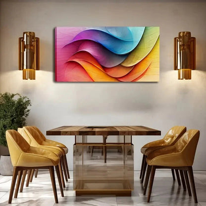 Vibrant Abstract Colorful Wave Wall Art Canvas Office Home Room Framed 120x60cm - Bella Home Decor