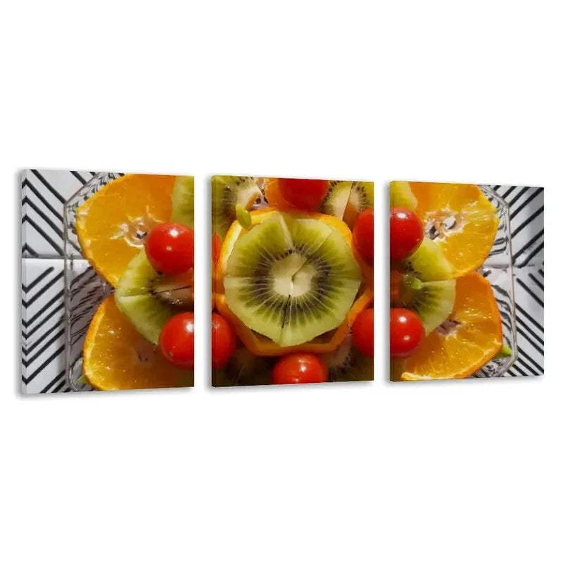 3pcs Flower Arrangement Made of Orange & Kiwi   Wall Art Set Canvas Framed 40x60cm - High Quality Print 100% Australian Made Wall Canvas Ready to Hang