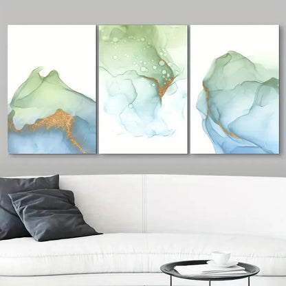 3pcs Watercolor Smoke Poster Paintings Metal Print Ready to Hang Art - Bella Home Decor