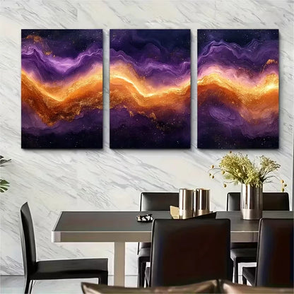 3pcs Abstract Multi Color Metal Print Ready to Hang Art - Bella Home Decor