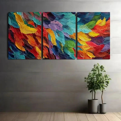 3pcs Painting of Colorful Leaves Wall Painting Metal Print Ready to Hang Art - Bella Home Decor
