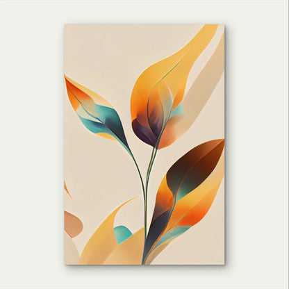 Vibrant Abstract Botanical Leaves Fluid Plant 40x60cm Metal Print Ready to Hang