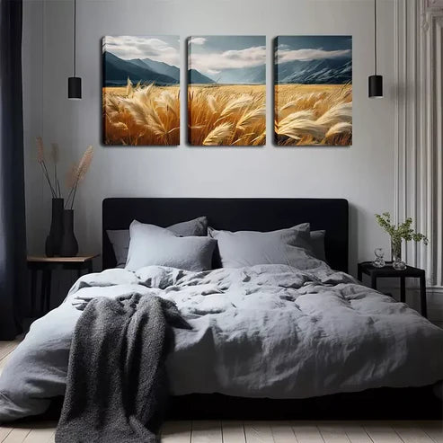 3pcs Good Luck Products, Autumn Weeds Wall Art Canvas Unframed - High Quality Print 100% Australian Made Wall Canvas - Bella Home Decor