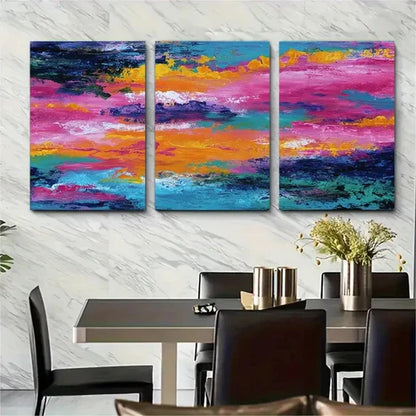 3pcs Seascape Abstract Sunset Coastal Wall Art Canvas Unframed - High Quality Print 100% Australian Made Wall Canvas